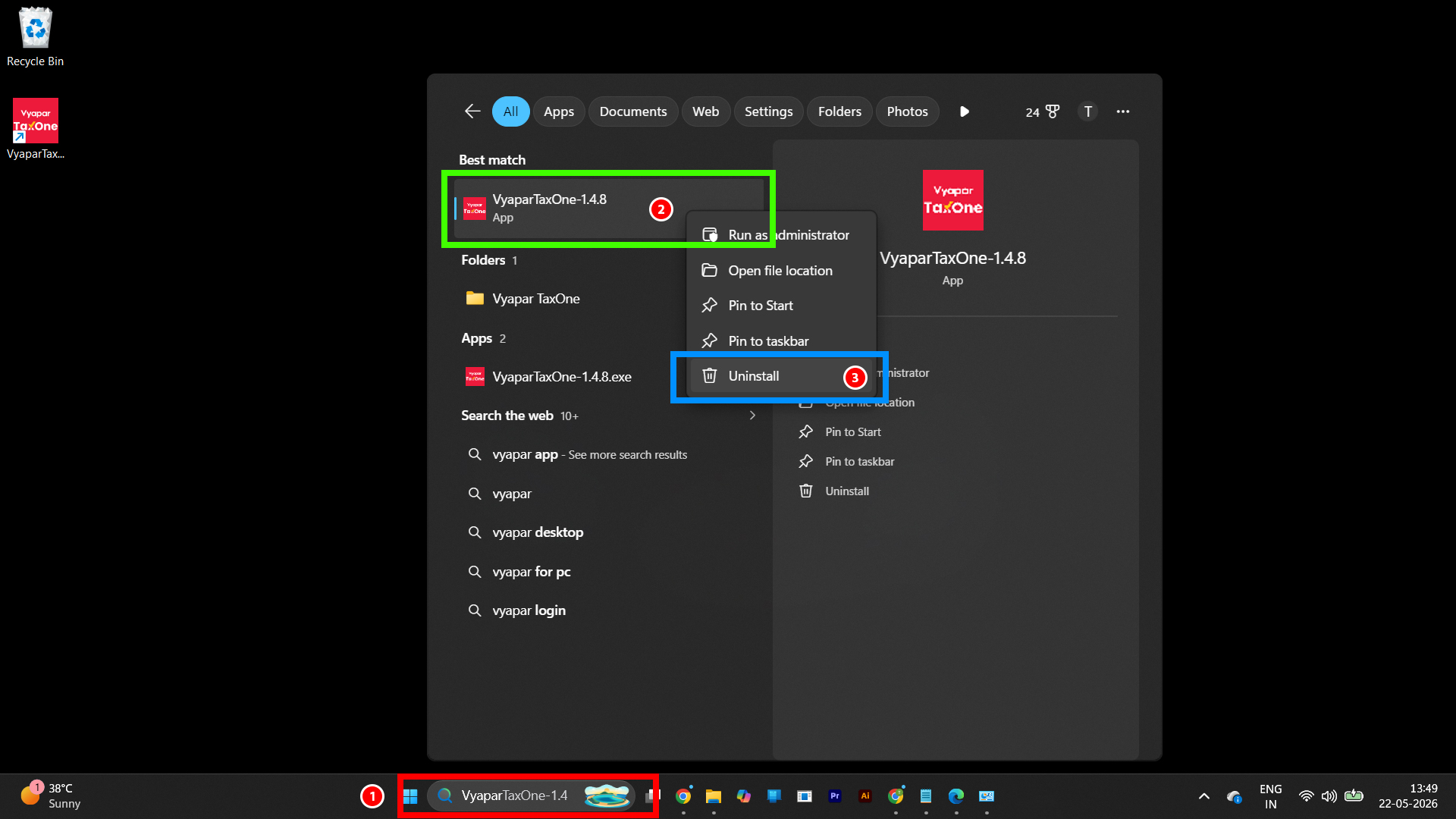 Uninstall from Start Menu
