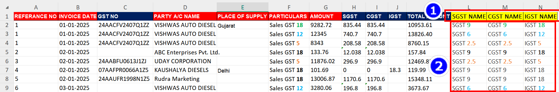 2 sample excel