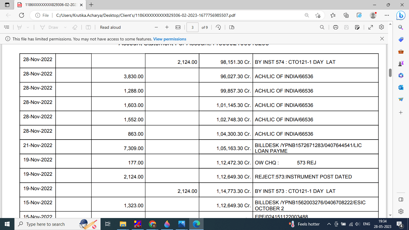 Supported Canara Bank Statement