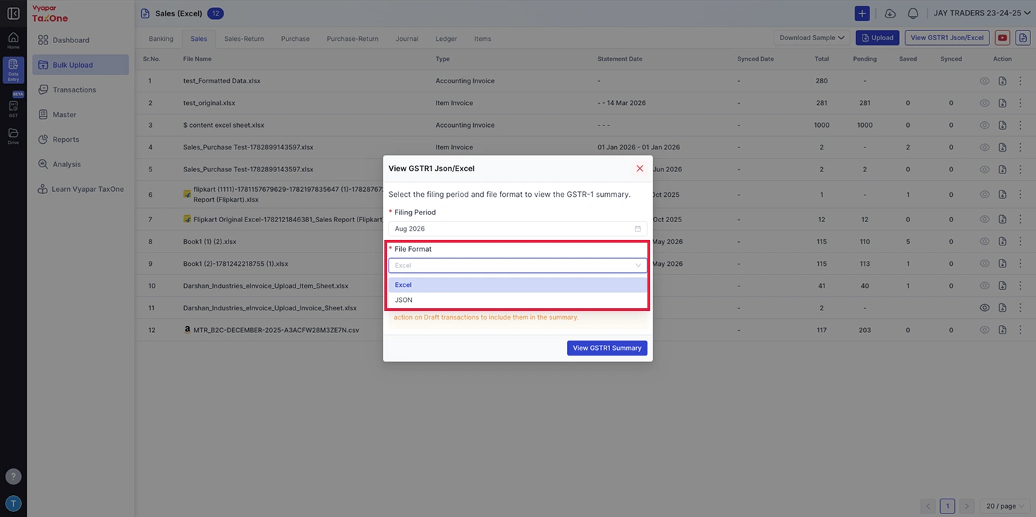 Step 4 - File Format Dropdown